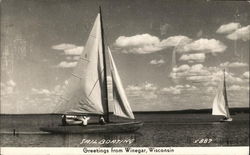 Sail Boating - Greetings from Winegar, Wisconsin Postcard