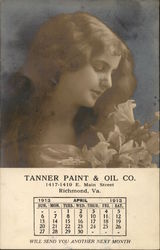 Tanner Paint & Oil Co. 1913 April Calendar Richmond, VA Postcard Postcard Postcard