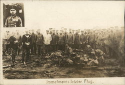 Germany Empire WWI - Immelman Death Airplane Crash Postcard