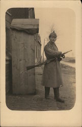 German (?) Soldier on Guard World War I Postcard Postcard Postcard