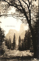 Scenic View - hiking trail, water fall and half dome Yosemite, CA Yosemite National Park Postcard Postcard Postcard