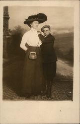 Portrait of a woman and boy - Circa 1890 Postcard