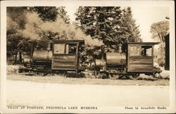 Train at Portage, Peninsula Lake Postcard