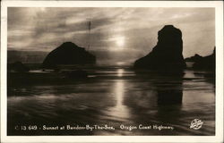 Sunset at Bandon-by-the-Sea Oregon Postcard Postcard Postcard