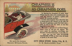 City Drug Store "Cheapness is as cheapness does."  Postcard