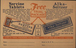 Nervine Tablets and Alka-Seltzer Postcard