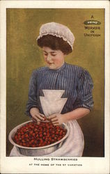 Heinz - Hulling Strawberries Postcard