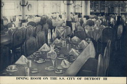 Dining Room on the S.S. City of Detroit III Michigan Boats, Ships Postcard Postcard Postcard