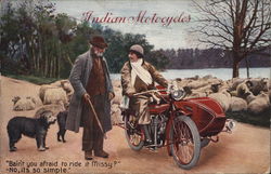 Indian Motorcycles Sidecar Woman Springfield, MA Postcard Postcard Postcard