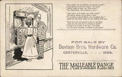 The Malleable Range - for sales by Davison Bros, Hardware Co. Centerville, IA Postcard Postcard Postcard