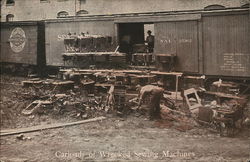 Carloads of Wrecked Sewing Machines Postcard