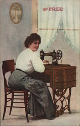 The Free - Starling sewing machine Postcard