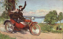 Indian Motorcycle with Side car circa 1915 Motorcycles Postcard Postcard Postcard