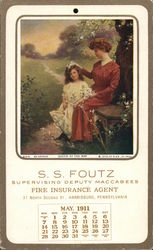 S.S. Foutz Fire Insurance - May Queen Calendar 1911 Harrisburg, PA Postcard Postcard Postcard