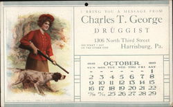 Charles T. George - Druggist - Calendar October 1910 Postcard