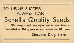 Schell's Quality Seeds / Stevers Drug Store Elizabethville, PA Advertising Postcard Postcard