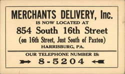 Merchants Delivery, Inc. Harrisburg, PA Advertising Postcard Postcard