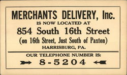 Merchants Delivery, Inc. Harrisburg, PA Advertising Postcard Postcard