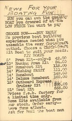 Boat Price List, C.K. Wolfe's Garage Harrisburg, PA Advertising Postcard Postcard