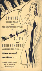 Miss New Yorker Slips and Underthings, Capitol Lingerie Shop Harrisburg, PA Advertising Postcard Postcard