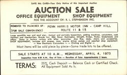 Auction Sale for the Account of R.L. Stephenson Inc. Postcard