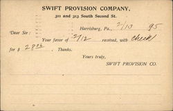 Swift Provision Company Postcard