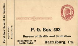 Bureau of Health and Sanitation Harrisburg, PA Advertising Postcard Postcard