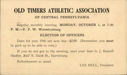 Old Timers Athletic Association Postcard