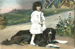 Girl and Dog Postcard