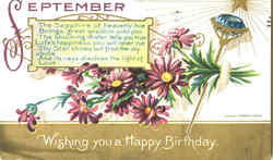 Wishing You A Happy Birthday September Postcard Postcard