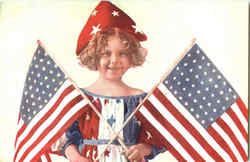 Girl with Flags Postcard