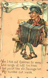 Accordian Player Postcard