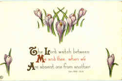 The Lord watch between Me and thee Religious Postcard Postcard