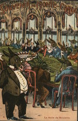 Donkeys dressed up gambling "La salle de Roulette" Monte Carlo, Monaco Dressed Animals Postcard Postcard Postcard