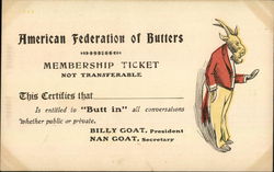 American Federation of Butters Goats Postcard Postcard Postcard