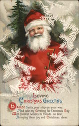 Loving Christmas Greeting - Santa with snow flakes Santa Claus Postcard Postcard Postcard