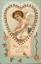 Fond Greeting to my Valentine - cupid in a heart Postcard Postcard Postcard