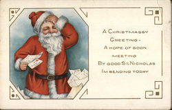 A Christmassy Greeting - Santa with letters Santa Claus Postcard Postcard Postcard