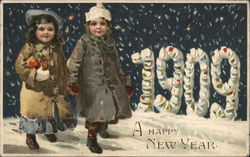 1909 A Happy New Year Children Postcard Postcard Postcard