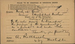 Rules to be Observed in Ordering Books - Mercantile Library, Astor Place Postcard