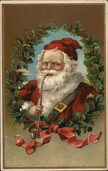 Santa Claus smoking a pipe Postcard