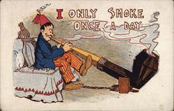 I only smoke once a day Comic, Funny Postcard Postcard Postcard