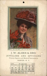 J.W. Albee & Bro. Jewelers and Opticians - March 1919 Calendars Postcard Postcard Postcard