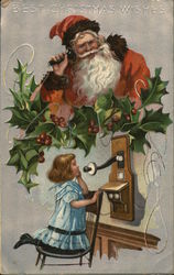 Phoning Santa Claus Postcard