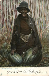 Jes Niggar Luck - black man with watermelons Postcard