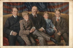 President Roosevelt and his sons Theodore Roosevelt Postcard Postcard Postcard