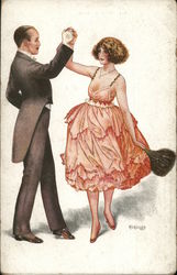 gentleman and lady dancing Postcard