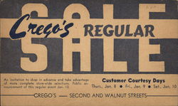 Crego's Regular Sale in Large Print Advertising Postcard Postcard