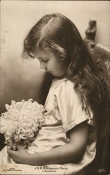 Pretty Long-Haired Young Girl Seated Girls Postcard Postcard Postcard