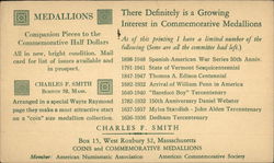 Charles F. Smith Coins & Commemorative Medallions Boston, MA Money & Coins Postcard Postcard